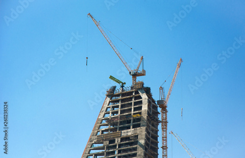 New modern skyline building hotel in Doha under construction