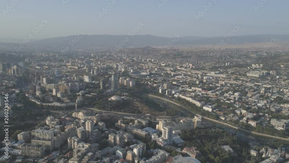 View of the capital of Georgia Tbilisi from a height. Aerial video shooting. View of the capital of Georgia Tbilisi from a height. Aerial video shooting.
