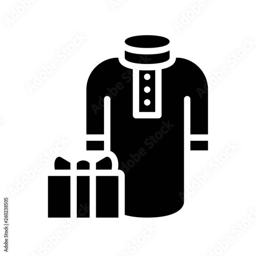 Gift box with Thobe vector illustration, Ramadan related solid icon