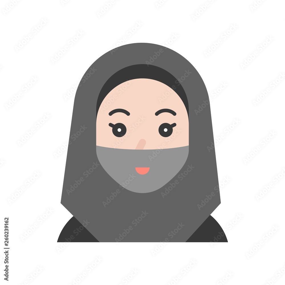 Muslim woman vector illustration, Ramadan related flat icon
