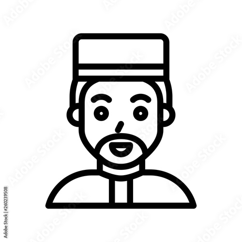 Muslim man vector illustration, Ramadan related line icon