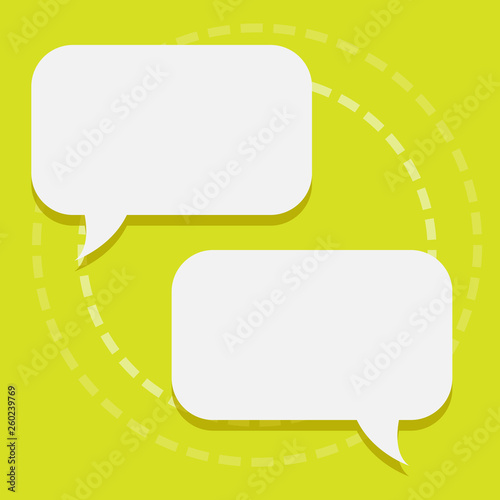 Two Blank White Speech Balloon Engaging in Conversation on Pastel Backdrop Design business concept Empty copy text for Web banners promotional material mock up template
