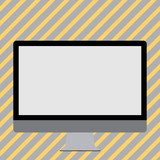 Blank White Computer Monitor WideScreen Mounted on a Stand for Technology Business Empty template for Layout for invitation greeting card promotion poster voucher