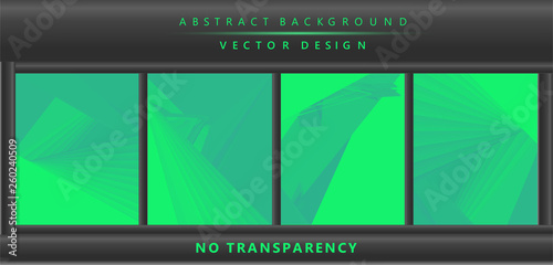 Green & turquoise color toned,  3d lines minimal concept abstract backgrounds set. Vertical A4 page size brochure & flyer template set.