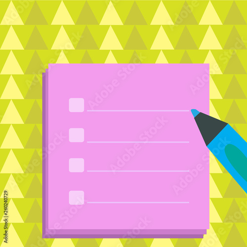 Blank Colorful To Do Check List Planner Sheets with Tick Box and Marker Pen Design business concept Empty copy text for Web banners promotional material mock up template.