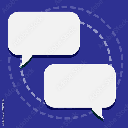Two Blank White Speech Balloon Engaging in Conversation on Pastel Backdrop Design business Empty template isolated Minimalist graphic layout template for advertising