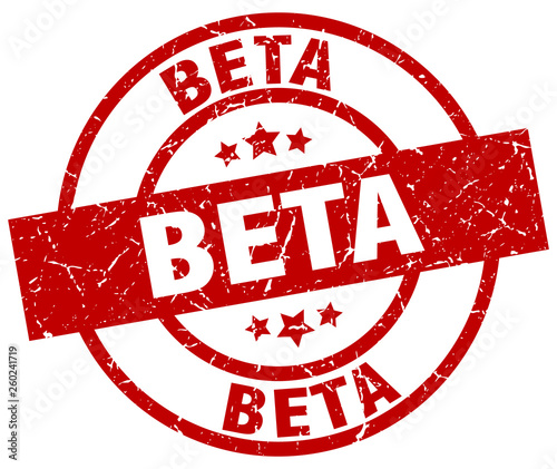 beta round red grunge stamp