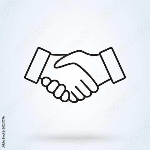 Handshake line icon. Partnership and agreement symbol on white background. Vector illustration