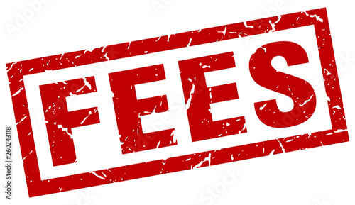 square grunge red fees stamp