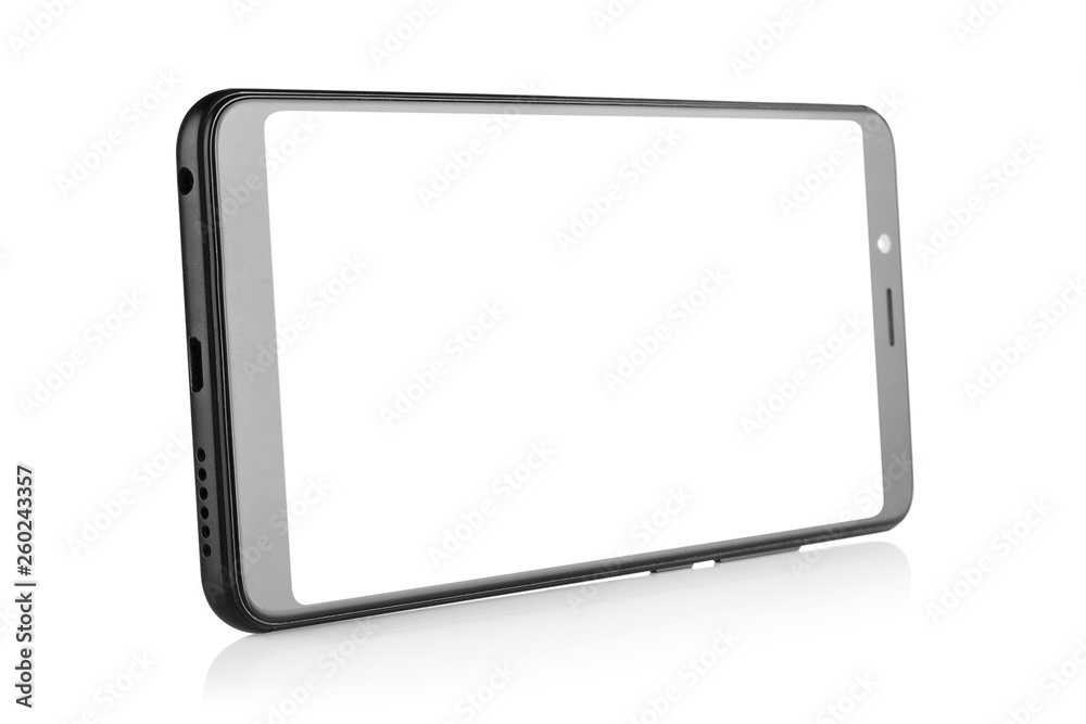 Black smartphone with white screen, isolated on white background Black smartphone with white screen, isolated on white background