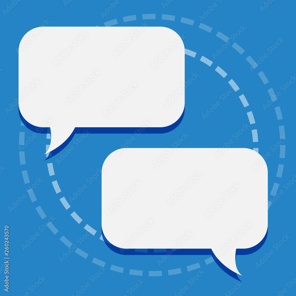 Two Blank White Speech Balloon Engaging in Conversation on Pastel Backdrop Design business concept Empty copy text for Web banners promotional material mock up template