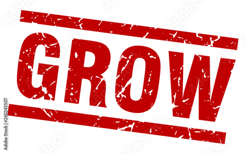 square grunge red grow stamp