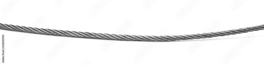 Steel, metal hawser, cord isolated on white background