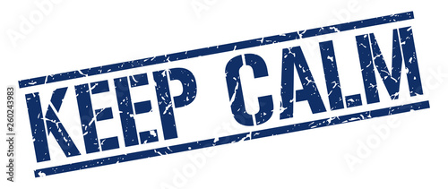keep calm blue grunge square vintage rubber stamp