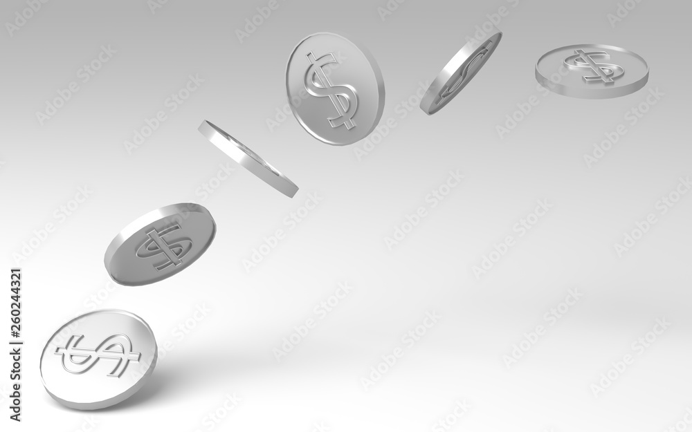 Silver coin with a dollar sign. Silver coin with a dollar sign.