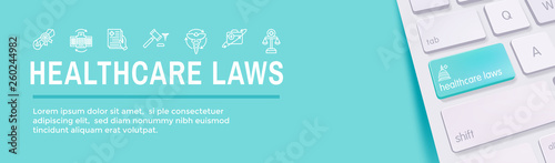 Health Laws and Legal icon set depicting various aspects of the legal system