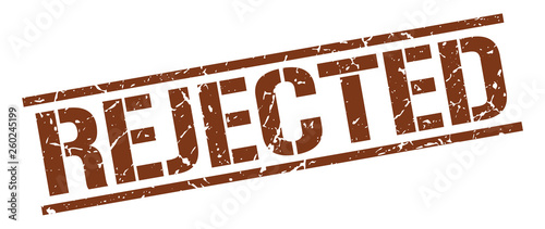 rejected brown grunge square vintage rubber stamp