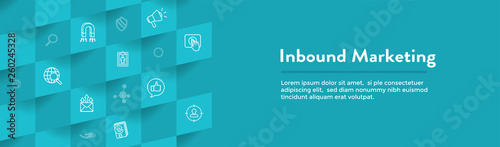 Digital Inbound Marketing Web Banner with Vector Icons with CTA, Growth, SEO, etc
