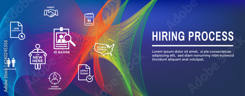 New Employee Hiring Process icon set - Web Header Banner