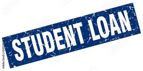 square grunge blue student loan stamp