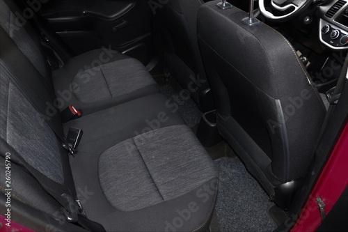 Rear seats of a car interior. Auto interior with back seats.