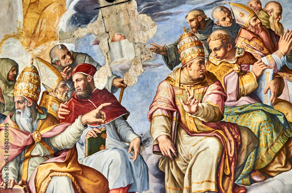 the Last Judgment fresco painted 1572 by Giorgio Vasari in the dome of the cathedral of Florence, Italy the Last Judgment fresco painted 1572 by Giorgio Vasari in the dome of the cathedral of Florence, Italy