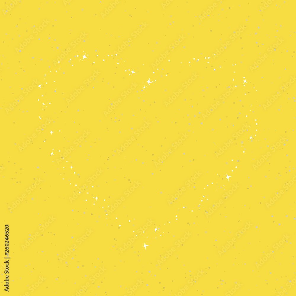 The Heart of the Stars for Loved Ones in the Sky, Yellow Bright Magic Sky with Stars , Happy Valentines Day , Vector Illustration