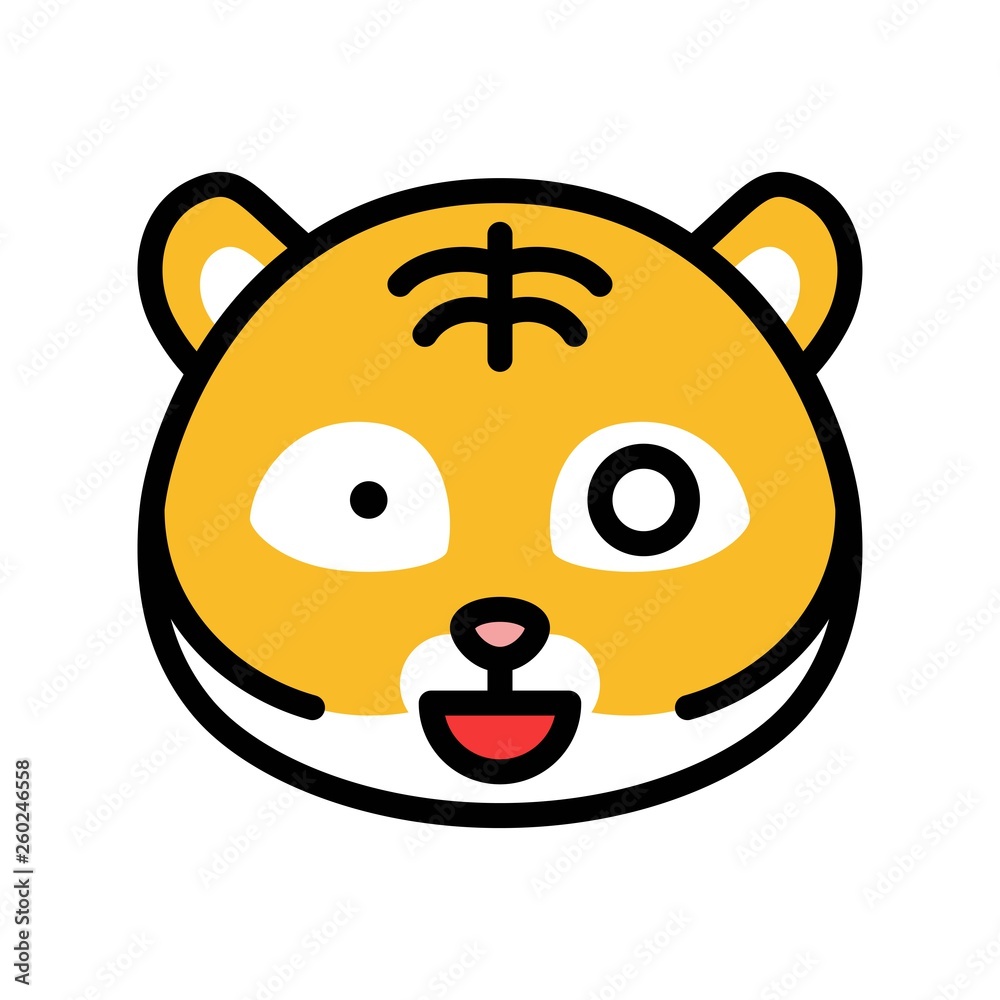 Tiger emoticon vector, filled style editable stroke Tiger emoticon vector, filled style editable stroke