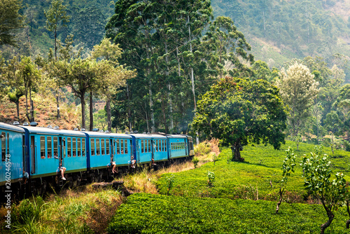 Scenic blue train through Sri Lanka highlands