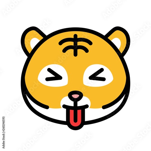 Tiger emoticon vector, filled style editable stroke