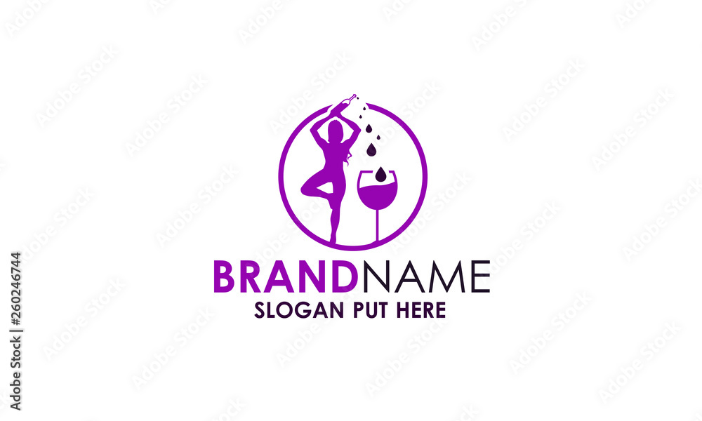 Yoga Wine Logo Design Yoga Wine Logo Design