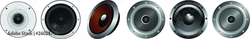 Set of speakers for your musical illustration. Audio equipment vector format.
