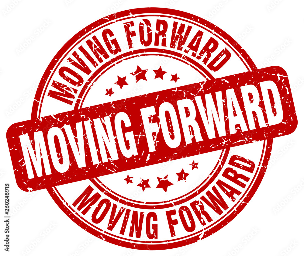 moving forward red grunge stamp