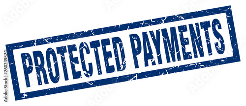 square grunge blue protected payments stamp