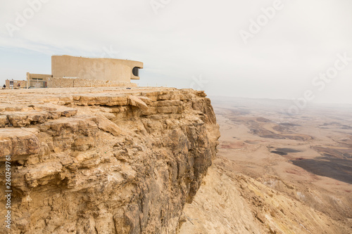 Observation terraсe at the crater Ramon at  Negev desert, Israel