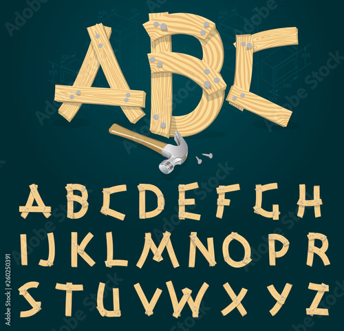 Font from wooden boards