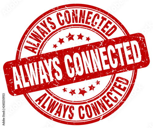 always connected red grunge stamp