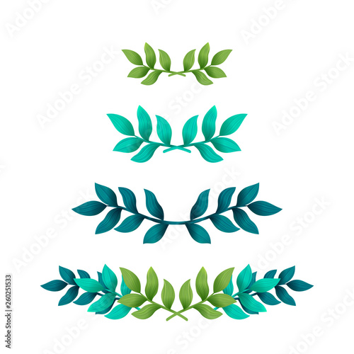 Tropical leaves. Floral text dividers or borders. Vector illustration.
