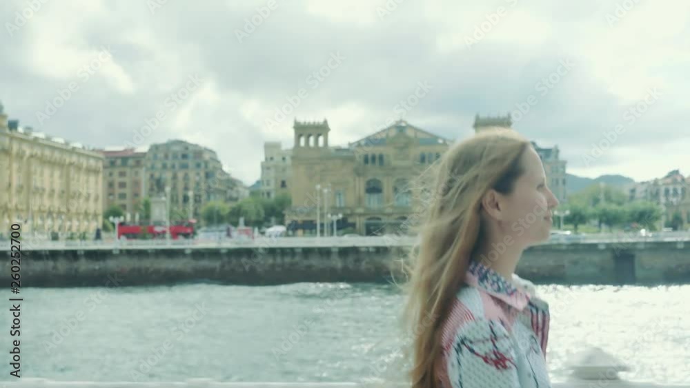 A girl walking in San Sebastian (Donostia) A girl walking in San Sebastian (Donostia)