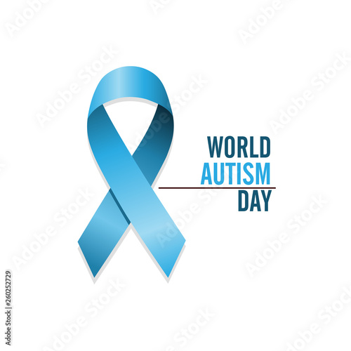 Blue autism ribbon. International autism awareness day
