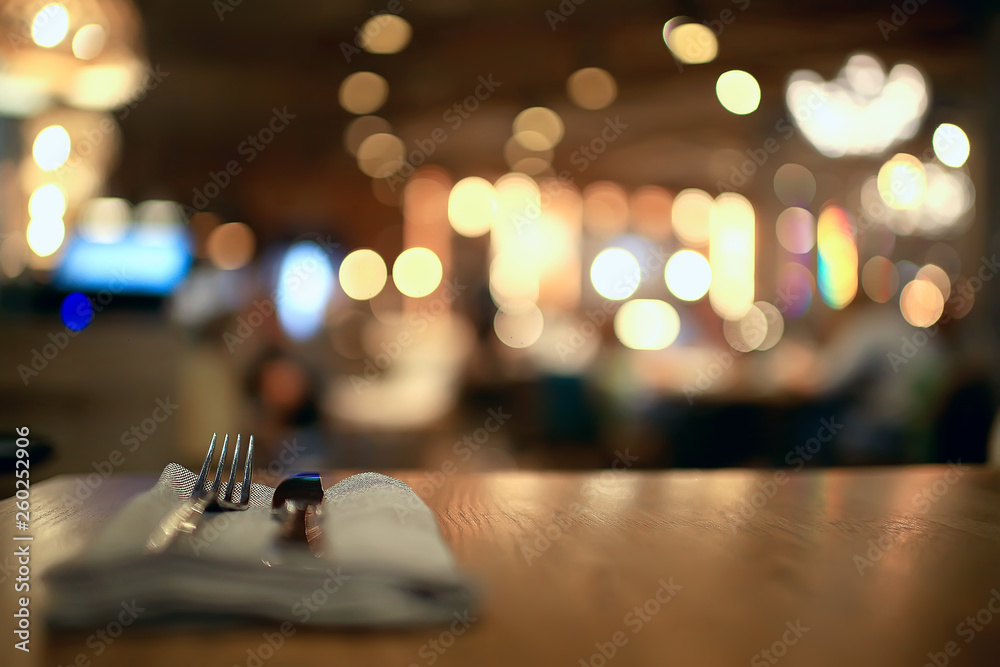 blurred background in restaurant interior / serving and details in blurred bokeh background, concept catering, restaurant modern - obrazy, fototapety, plakaty 