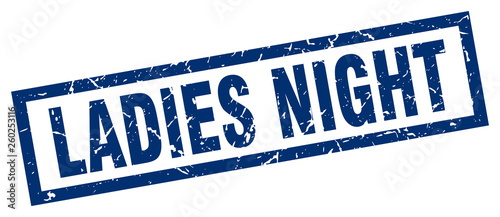 square grunge blue ladies night stamp