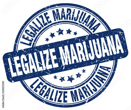 legalize marijuana blue grunge round vintage rubber stamp