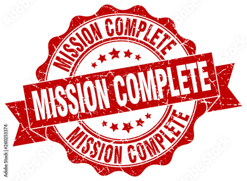 mission complete stamp. sign. seal