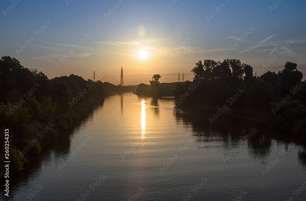 Naklejka premium sunrise over the river