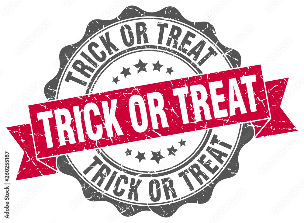 Fototapeta premium trick or treat stamp. sign. seal