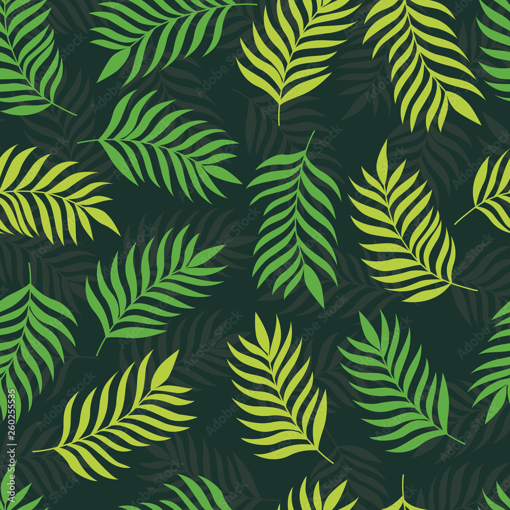 Seamless vector tropical pattern palm leaves illustration
