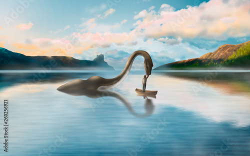 The amazing friendship of the Loch Ness monster and man. © lubomira08