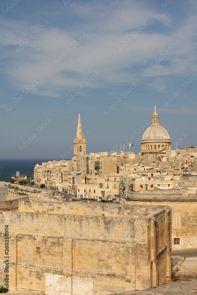 Sky with clouds over the old capital of the island of Malta.