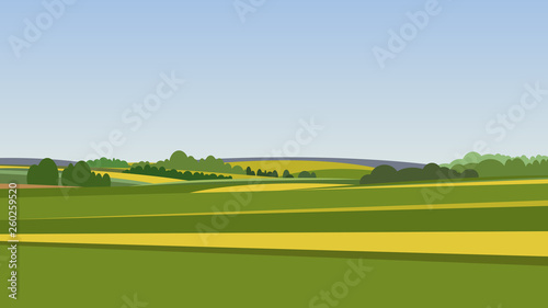 Canvas Print Green landscape with yellow fields
